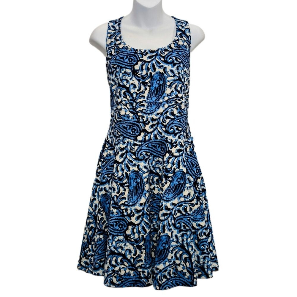 MK Blue Paisley Mini Flare Dress - 10
